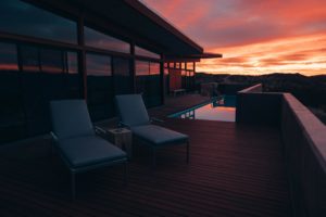 sunset photograph of a deck